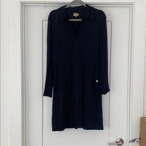 Lilly Pulitzer Black Long Sleeve Notched Collar luxletic Dress L